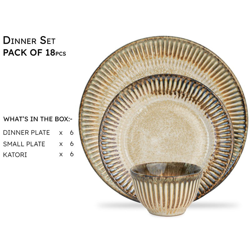 Mintora Beige Ceramic Dinner Set - 18 Piece Set media 5