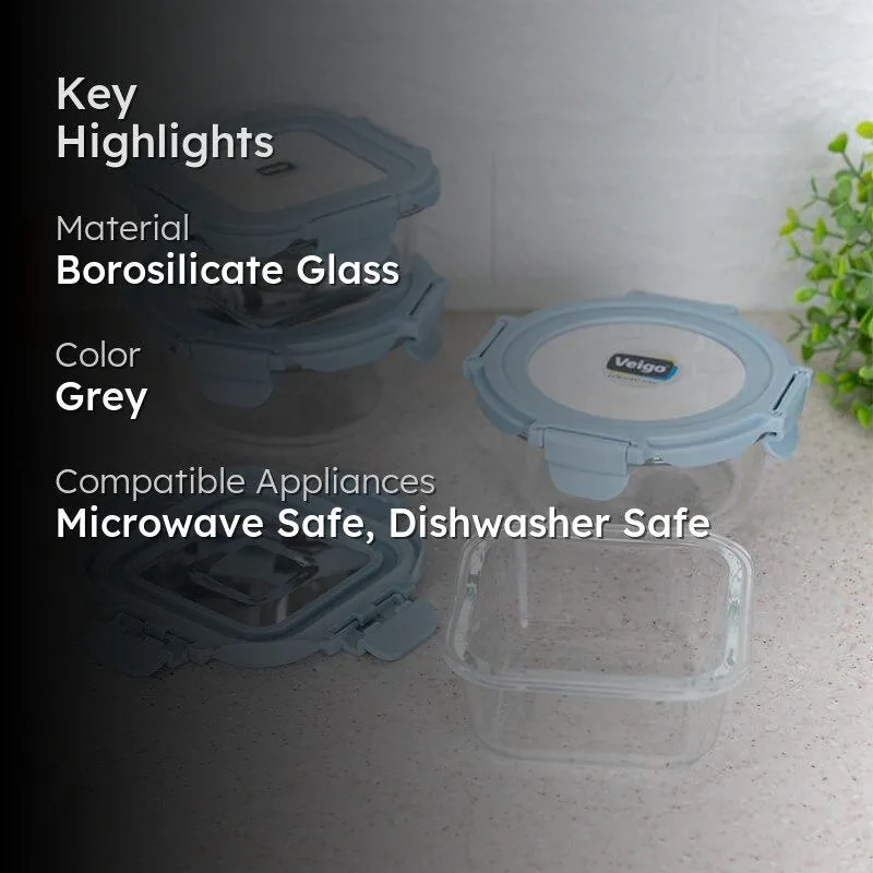 Tasteo Blue Glass Lunch Box (320 ML/400 ML) - Set Of Four media 2