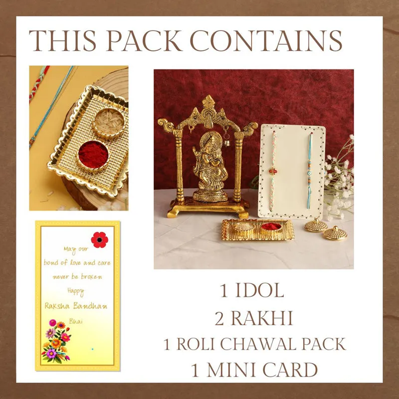 Radha Madhav Rudraksha & Evil Eye Rakhi Hamper media 4