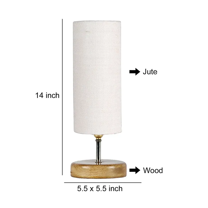 Hisha Wooden Table Lamp With Jute Shade - White,Brown media 5