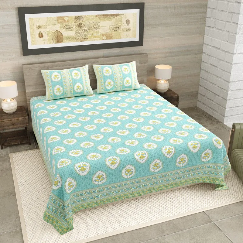 Rang Balance Cotton Bedsheet (Green) - 120 TC media 1