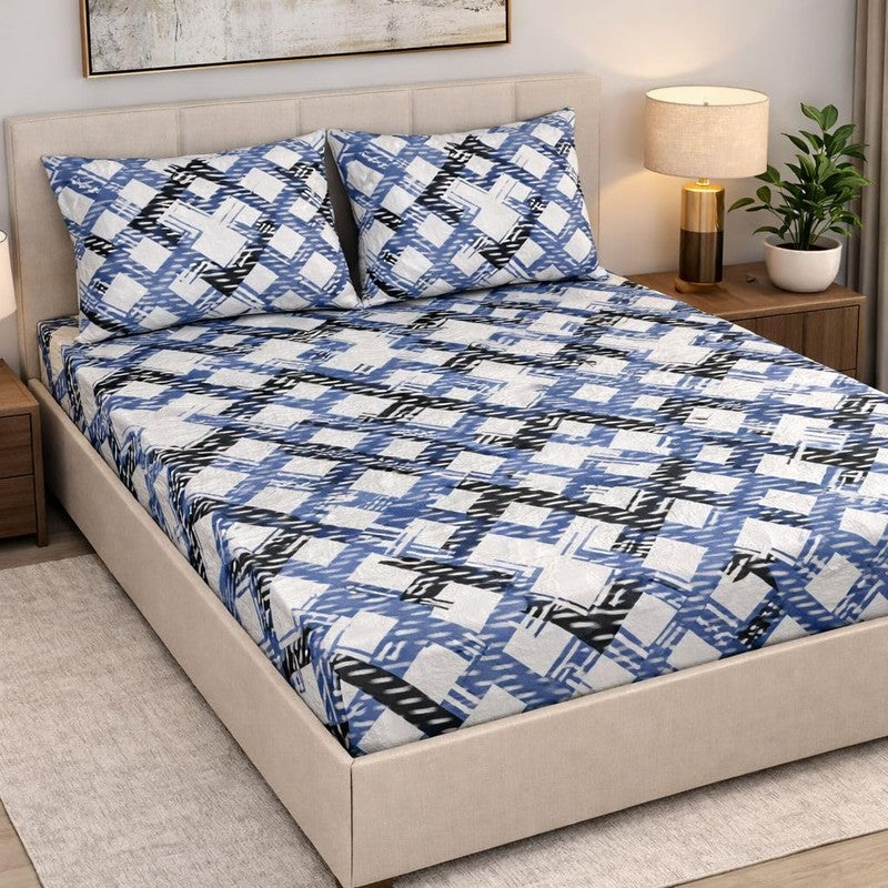 Inter Grid Cotton Bedsheet - 300 TC
