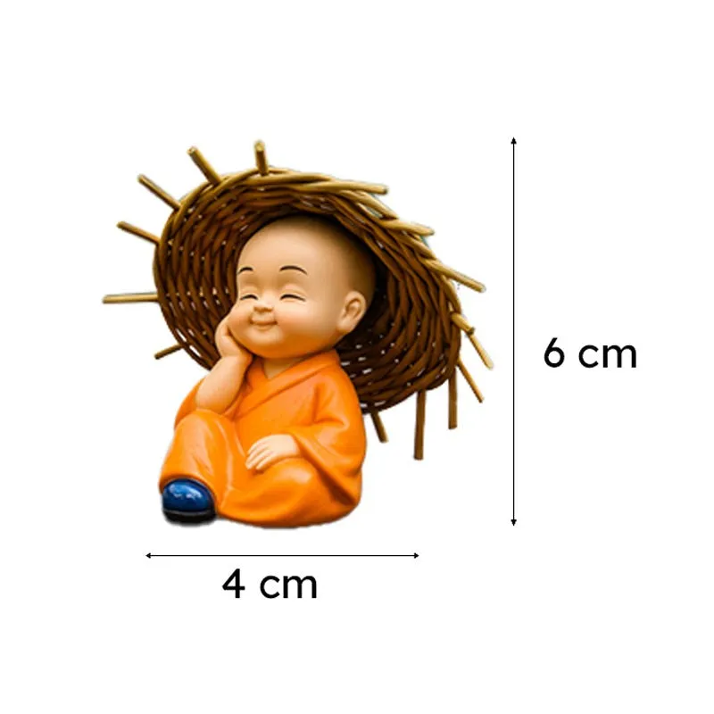 Baby Monk with hat Showpiece - Set Of Four media 6