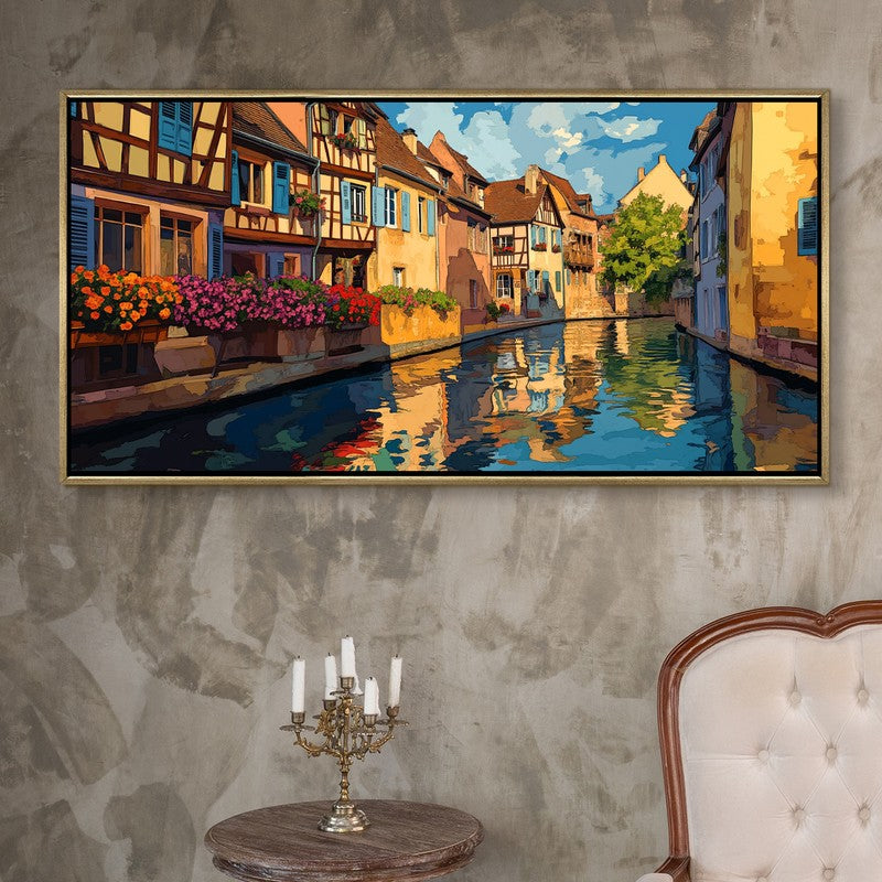 Luminous Waterscape Canvas Wall Painting With Frame