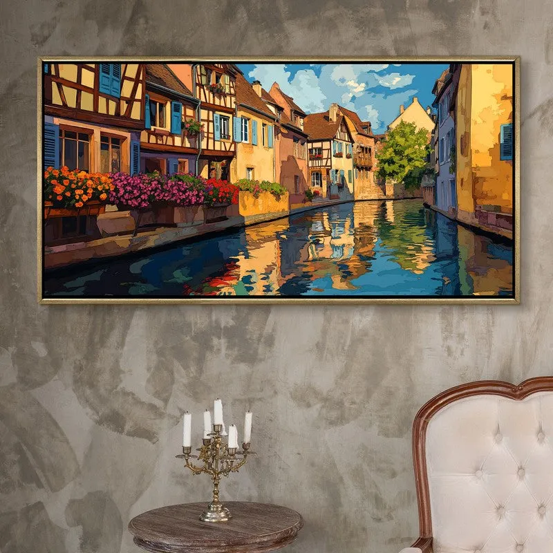Luminous Waterscape Canvas Wall Painting With Frame media 1