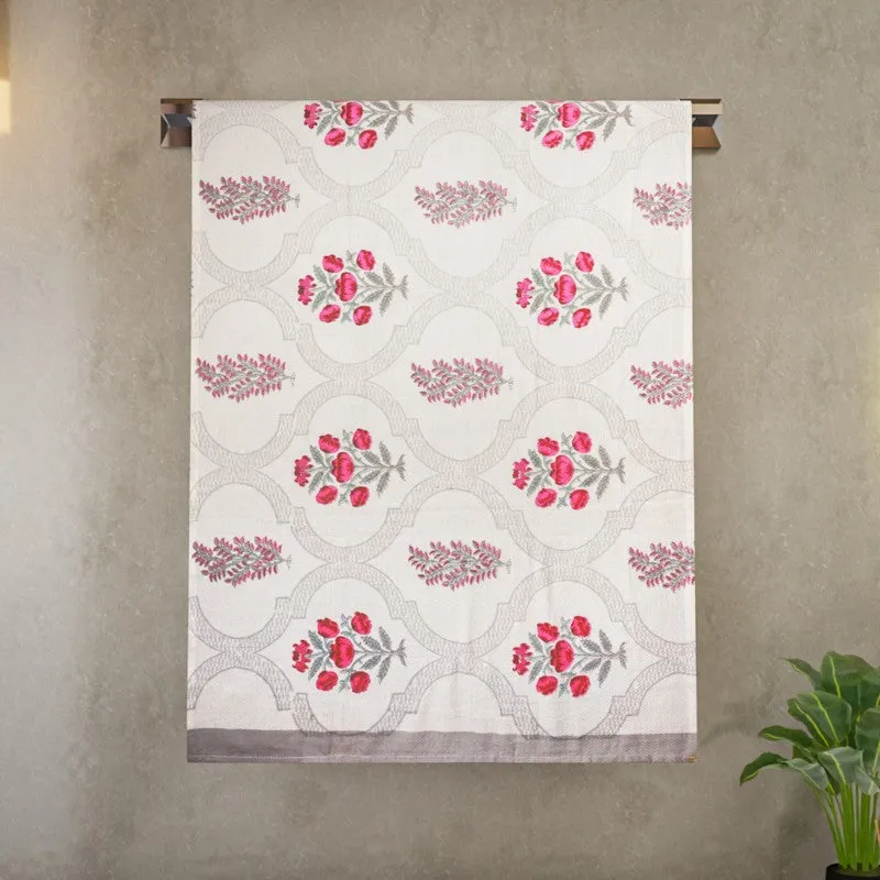 Flora Drift Cotton BathTowel - Red & White media 4