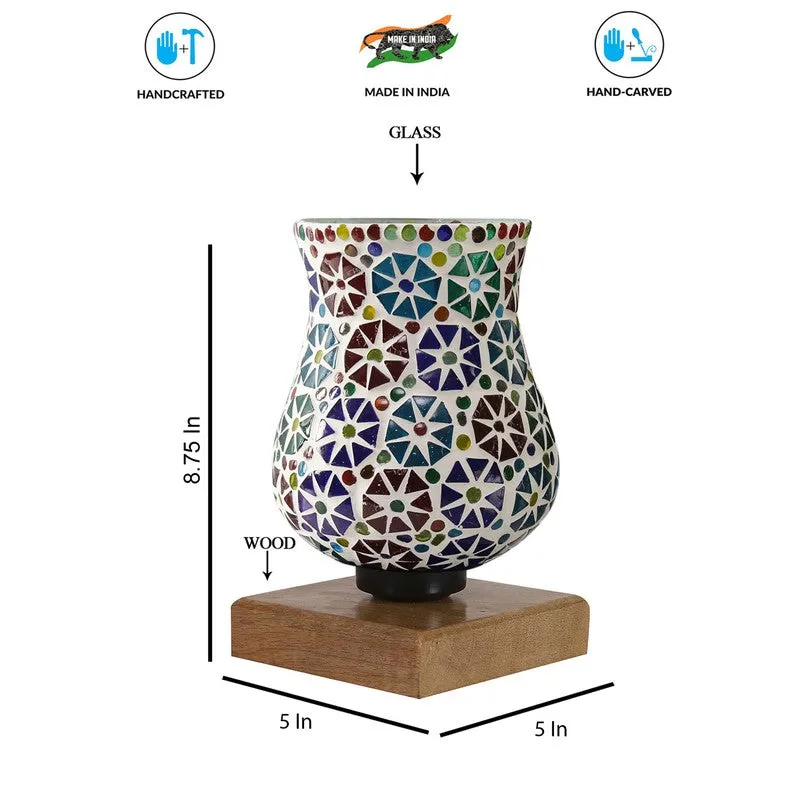 Auracraft Mosaic Glass Table Lamp With Wooden Base - Multicolor media 9