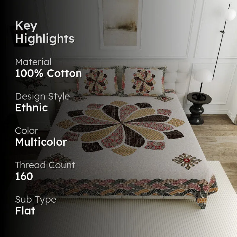 RangRiwaaz Cotton Bedsheet (Beige) - 160 TC media 2
