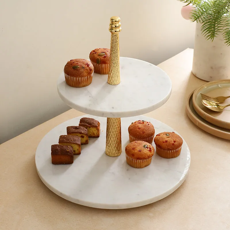 Malach Two Tiered Marble Platter - Gold media 4