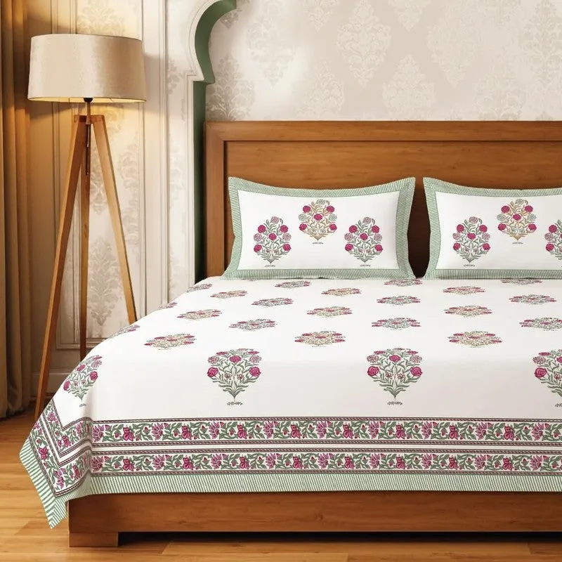 Urban Space EthnicFlora Cotton Bedsheet - 300 TC media 3