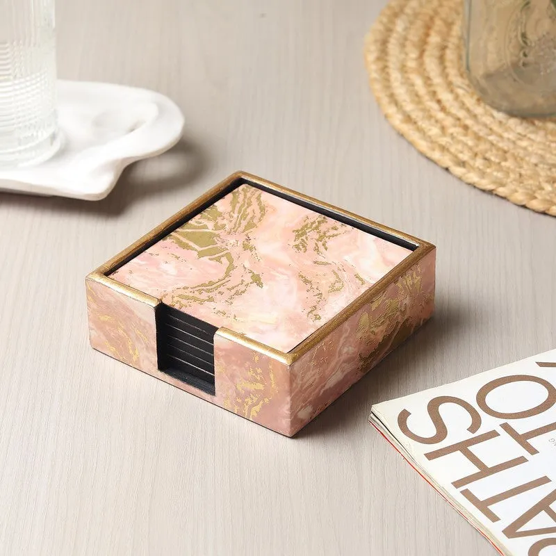 Rosyra Wooden Coaster with Stand - Seven Piece Set media 3