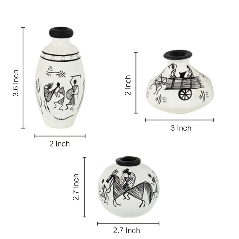 Pali Handpainted Terracotta Vase - Three Piece Set media 5
