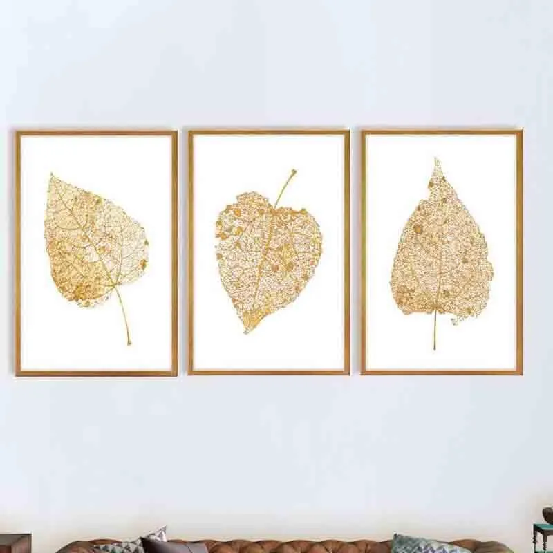 Big Leaf Poly Canvas Wall Art - Set Of Three media 1