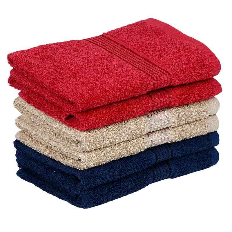 Eva Quick Dry Hand Towel (Red/Taupe/Navy Blue) - Set Of Six media 4