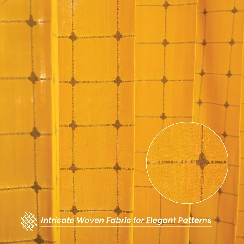 Pixel Checks Cotton Curtain - Mustard media 3