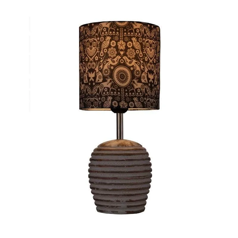 Boho Fauna Dome Fabric Table Lamp - Blue,White media 4