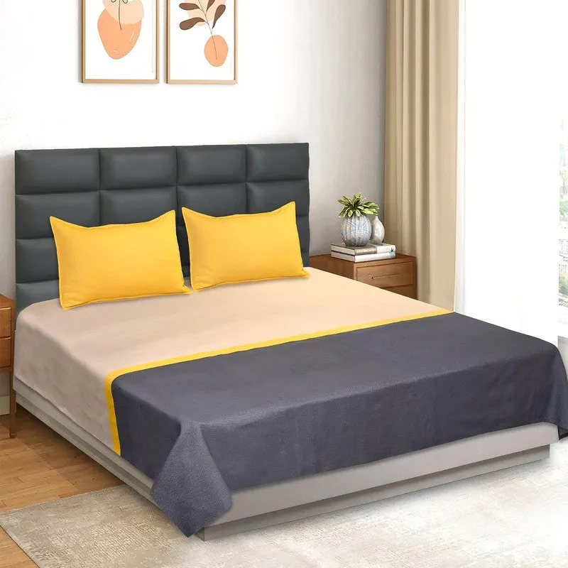 Dual Drift Cotton Bedsheet (Yellow) - 102 TC media 1