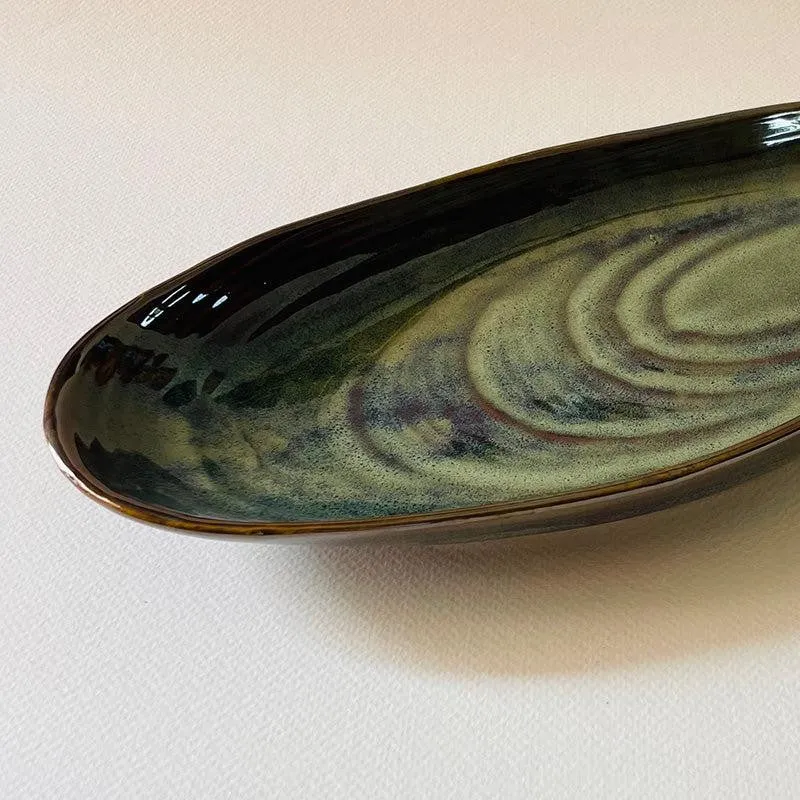 Olive Drip Ceramic Platter media 5