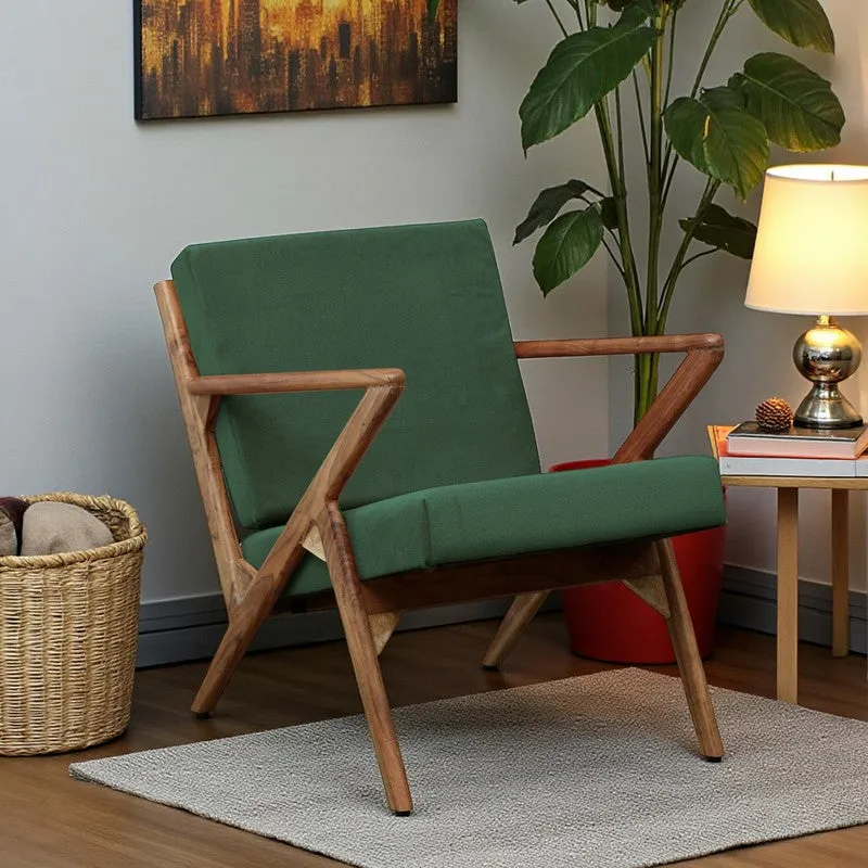 Metrona Acacia Wood Accent Chair - Green media 1