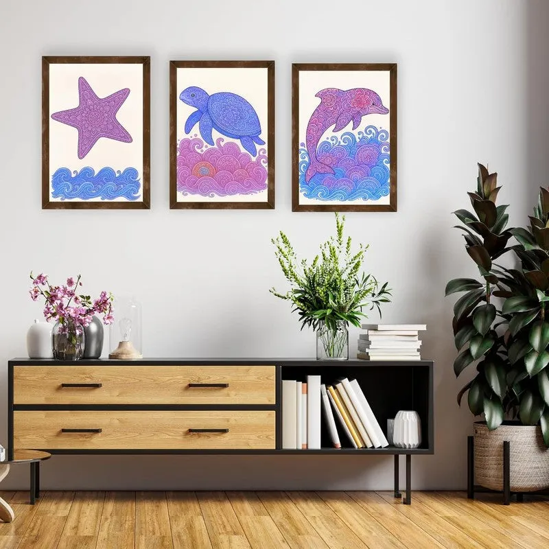 Aqua Bliss Paper Wall Painting With Frame - Brown media 1