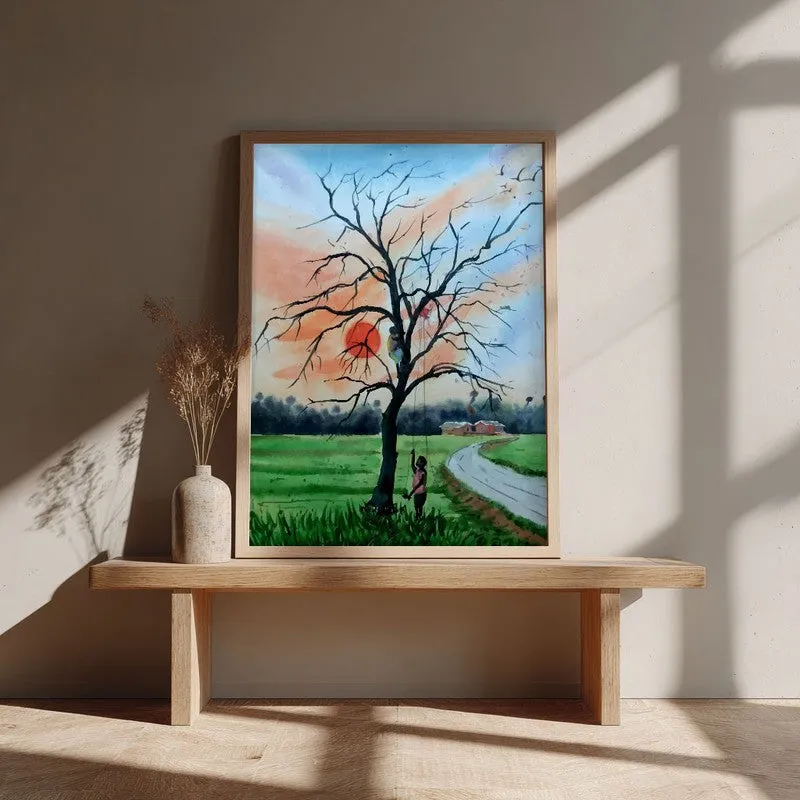 Country Roads Archival Paper Wall Art - Natural Brown Frame media 1