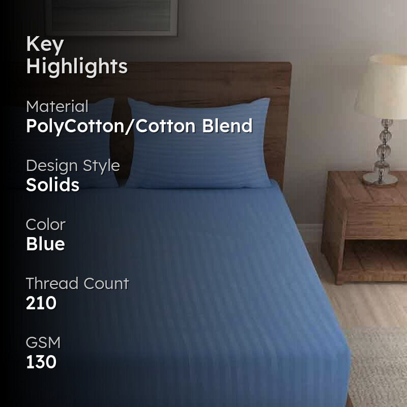 Striped Wonder Bedsheet (Blue) - 130 GSM media 2