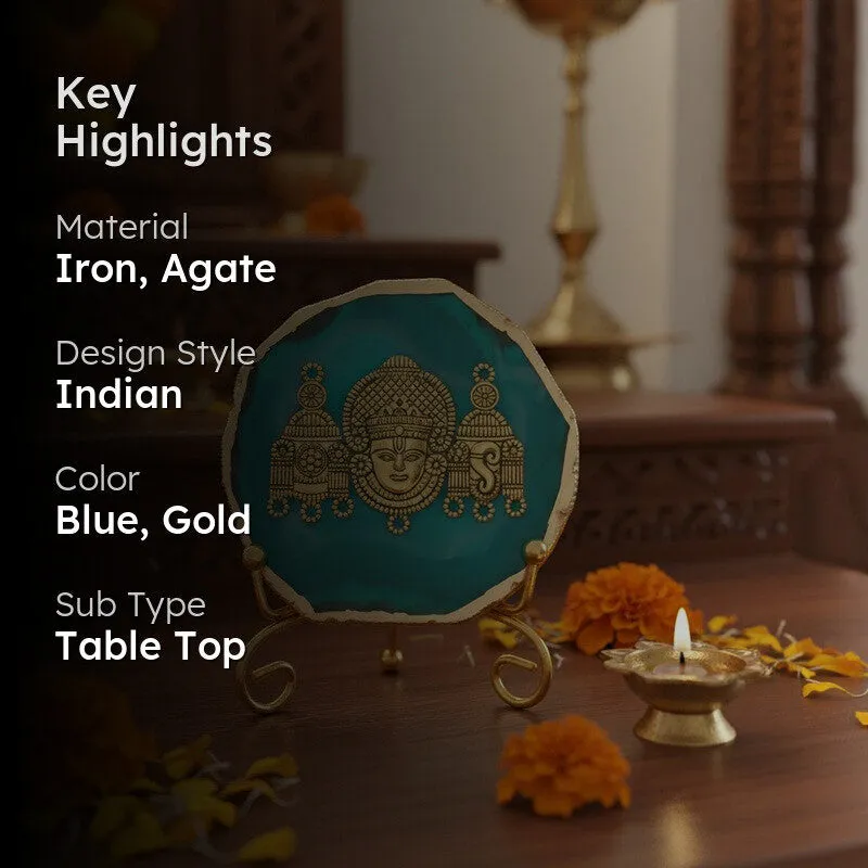 Mahalakshmi Agate Showpiece With Stand - Blue media 2