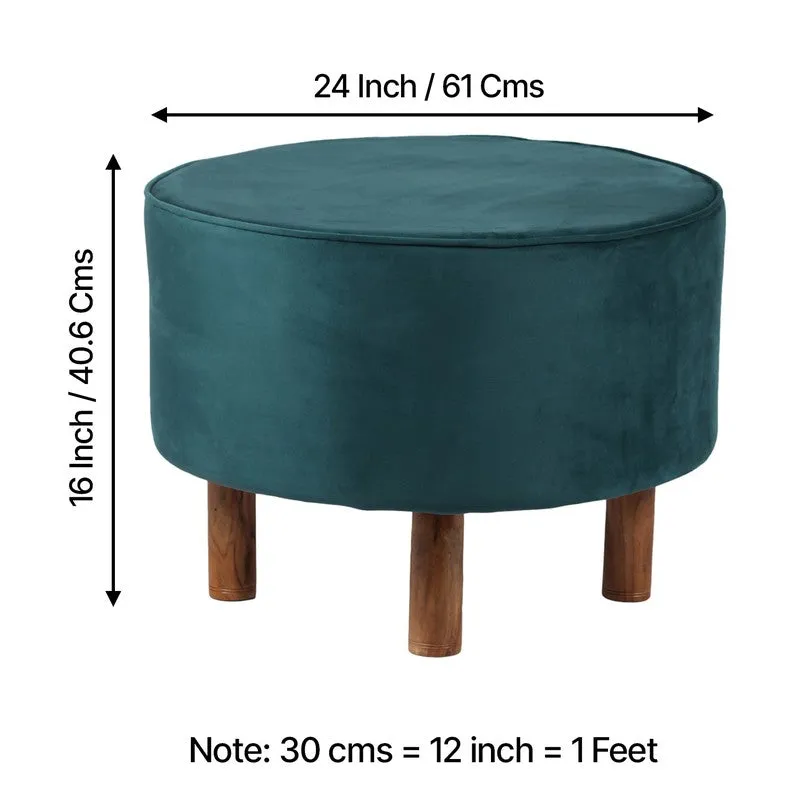 Irixon Sheesham Wooden Ottomans (Blue) - Set Of Two media 9
