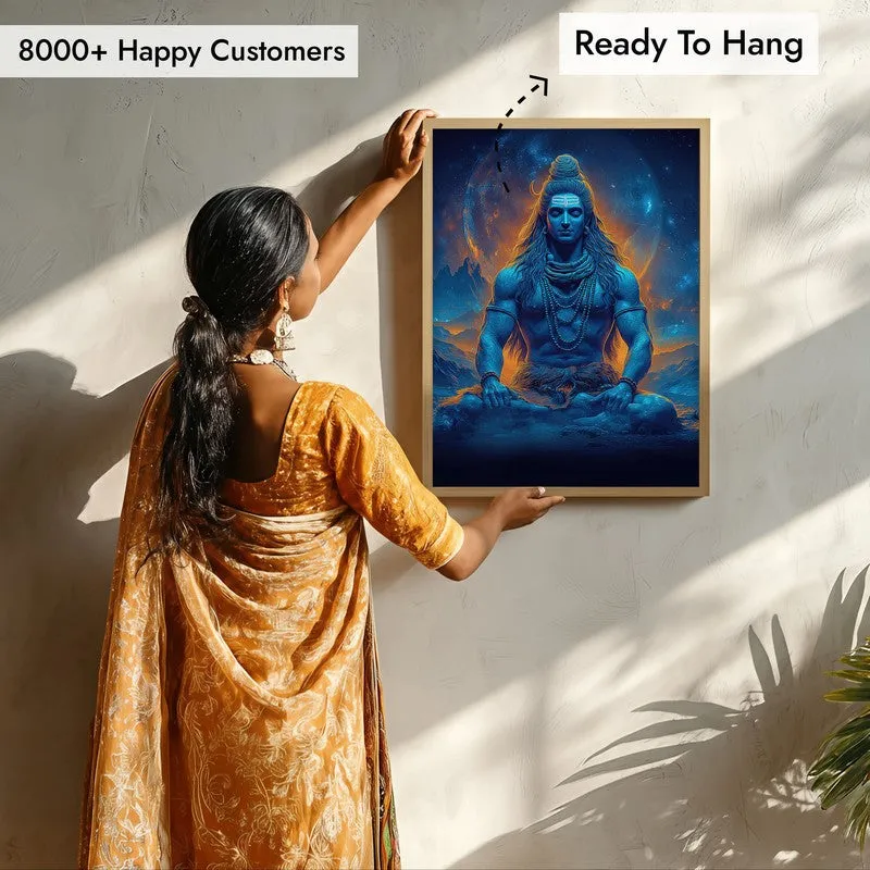 Peaceful Mahadev Meditating I Archival Paper Wall Art - Natural Brown Frame media 7