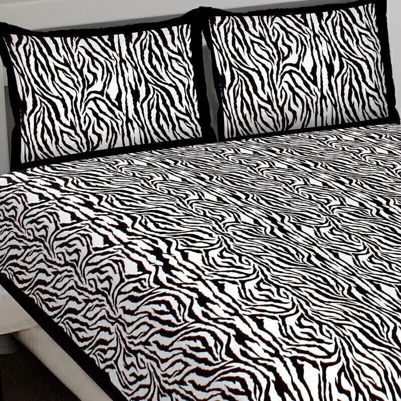 Abstra Cotton Bedsheet (Black,White) - 240 TC media 5