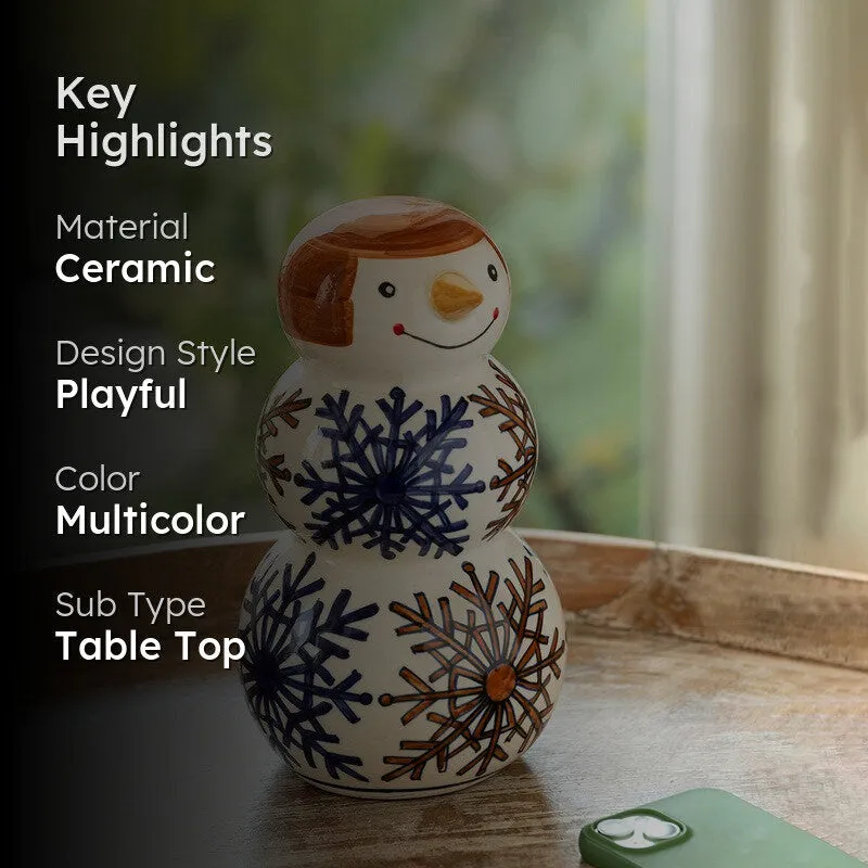 Happy Snowman Ceramic Handpainted Showpiece media 2