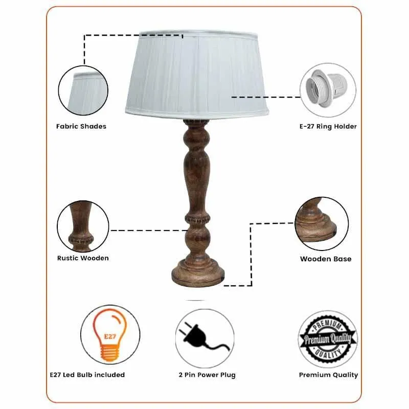 Earthine Fabric Table Lamp - White,Brown media 5