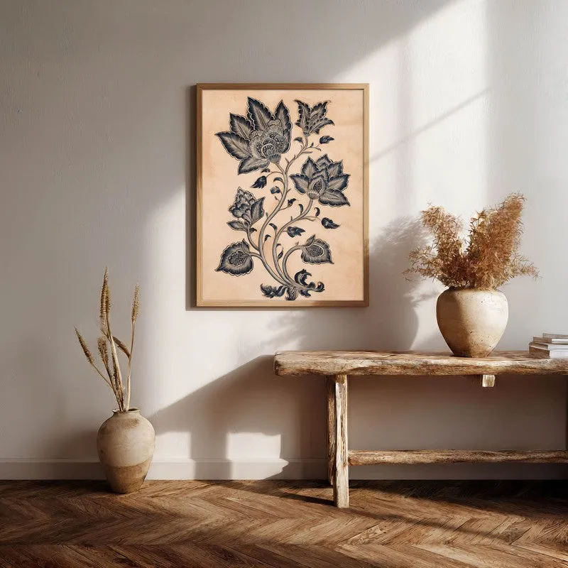 Pallavi Floral Line Art Canvas Wall Painting With Brown Frame media 6