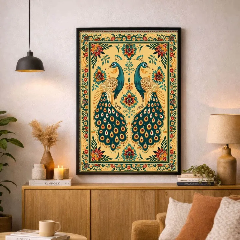 Mayura Folk Art Canvas Wall Painting With Black Frame media 9