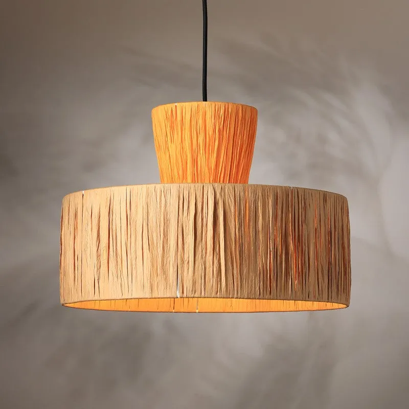 Fig Living Ombre Rattan Ceiling Lamp - Orange, Brown media 1