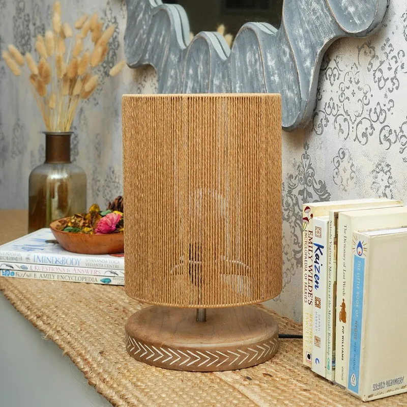Loomstripe Wooden & Cotton Table Lamp - Brown media 3