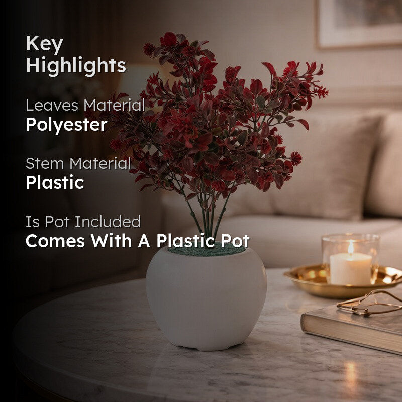 Vibique Artificial Plant With Plastic Pot - 1 Feet media 2
