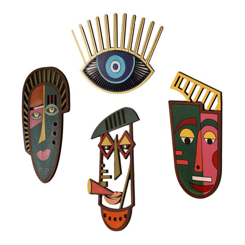 Homa Mask Wooden Wall Accent - Set of Four media 4