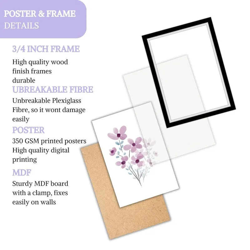 Dreamy Florals Paper Wall Painting With Frame - Black media 7