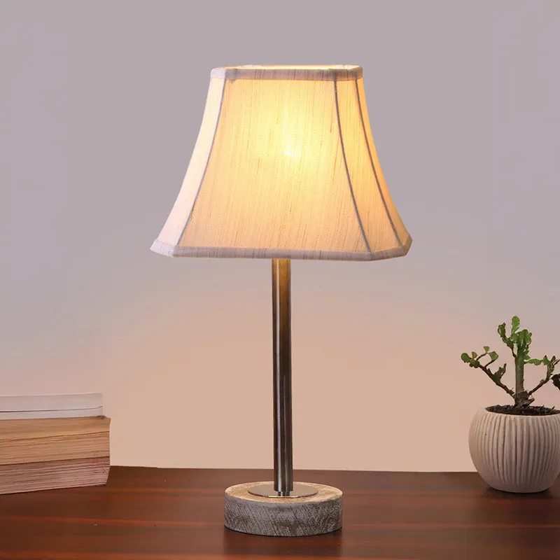 Ceylon Rodin Wooden Table Lamp - OffWhite,Silver,White media 2