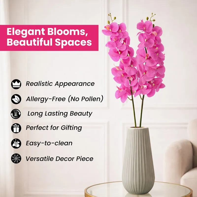 Auraflora Plastic Artificial Flower (Pink) - Set Of Two media 8