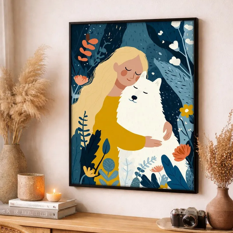Moonlit Cuddle Canvas Wall Painting - Black Frame media 3