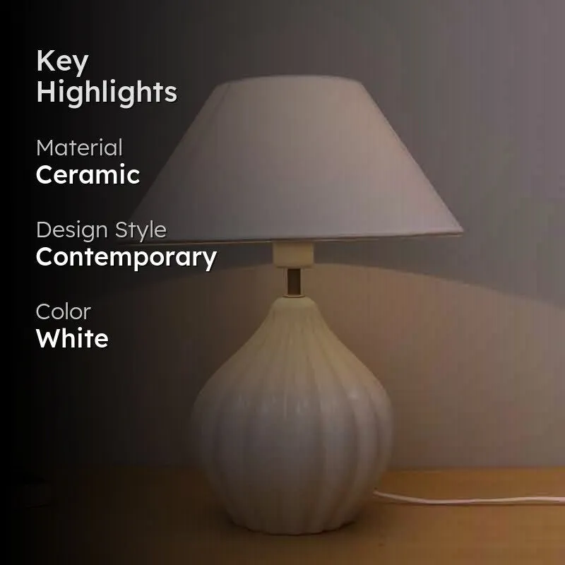 Modak Ceramic Table Lamp - White media 2
