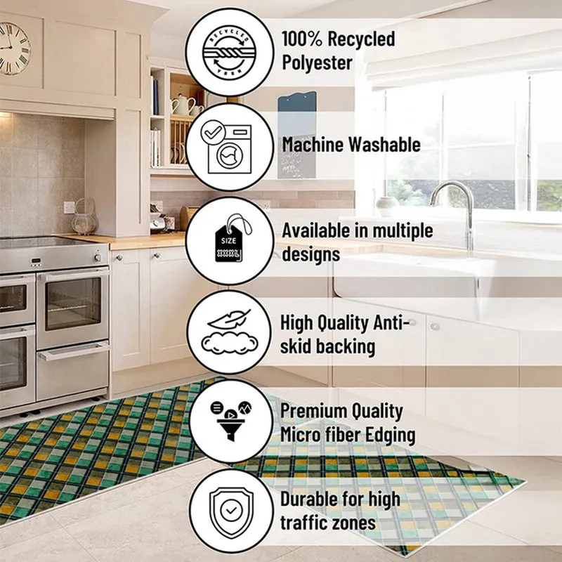 CleanLines Polyester Kitchen Floor Mats (Green,Black) - Set of Two media 10