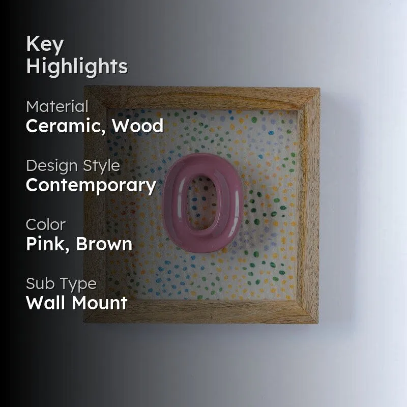 (O) Mini Mottled Mono Ceramic & Wooden Wall Accent - Pink media 2