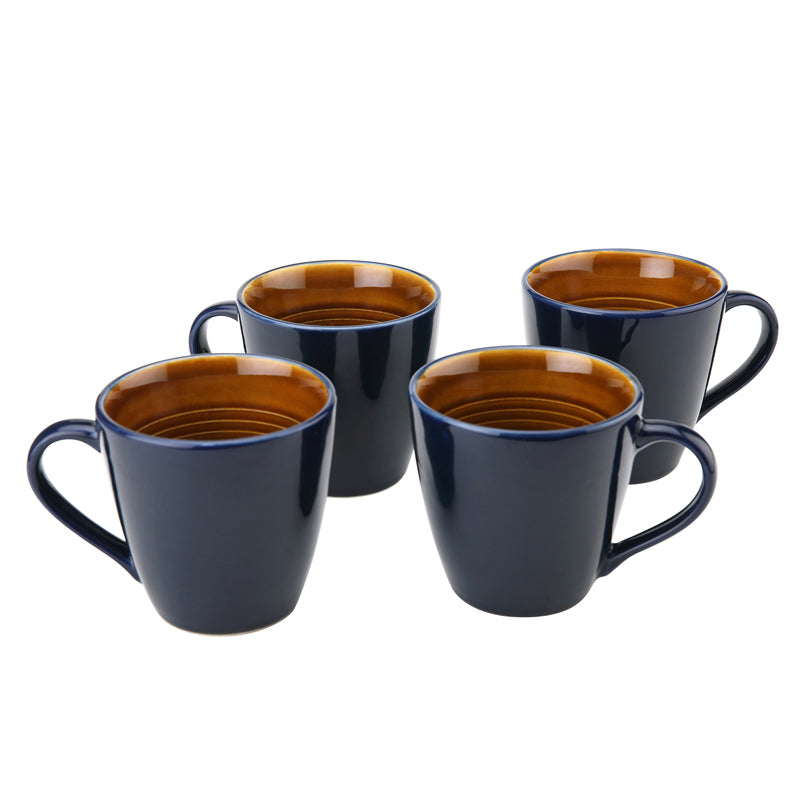 Karvaa Ceramic Coffee Mug (Royal Blue/350 mL Each) - Set Of Four image 3