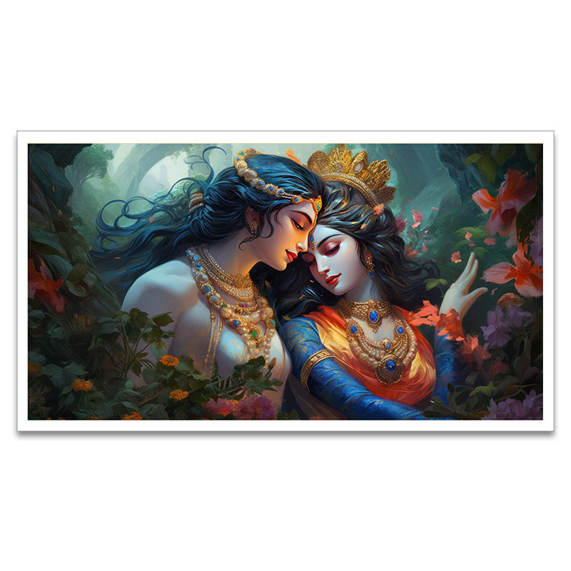 Mythic Pair Radha Krishna Canvas Wall Painting media 4