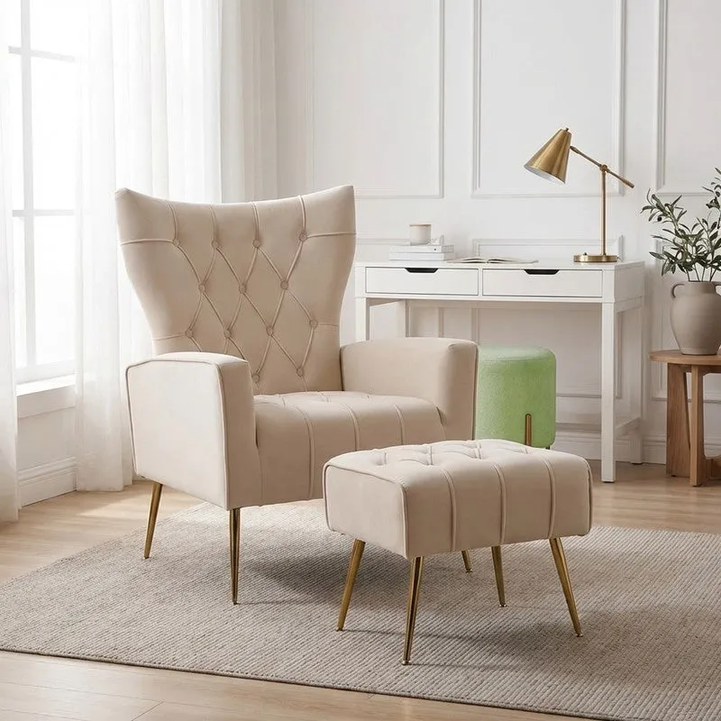 Simplex Neem Wood Lounge Chair (Beige) - Two Piece Set media 1
