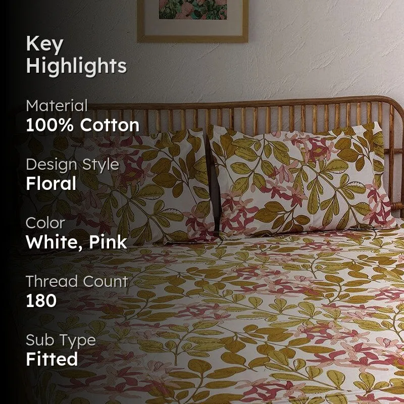 Moringa Cotton Bedsheet (Pink) - 180 TC media 2