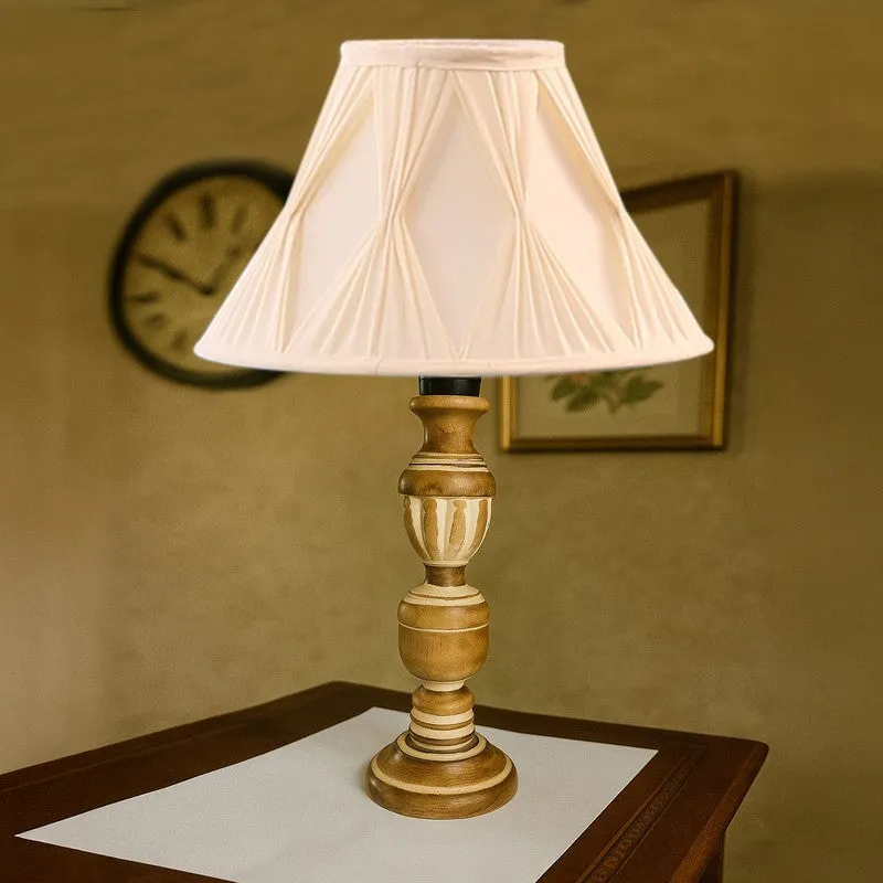 Zenrae Smocked Wooden Table Lamp - Ivory media 4